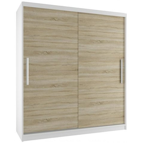 Šatní skříň s posuvnými dveřmi Simply 133 cm - bílá / dub sonoma - 01