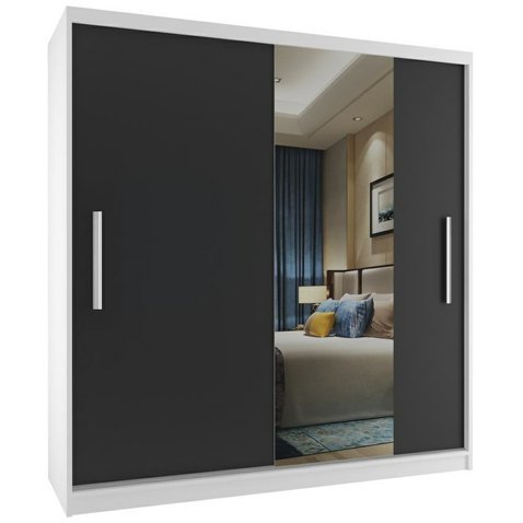 Šatní skříň Mirror 158 cm - bílá / černá - 01