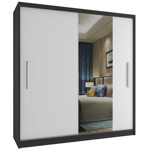 Šatní skříň Mirror 158 cm - černá / bílá - 01
