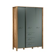 Velká šatní skříň Indigo - dub wotan / zelená 01