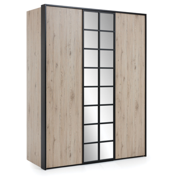Šatní skříň 3D Glass Loft - dub bordeaux