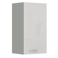 Úzká horní skříňka Bianka - šedá/bílý lesk