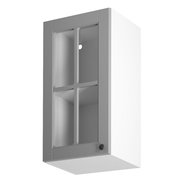 Horní úzká prosklená skříňka Linea G40S/L - bílá / šedá - levé provedení 01