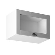 Horní prosklená výklopná skříňka Linea G60KSN - bílá / šedá 01