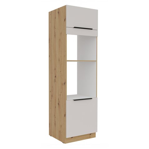 Skříň na vestavnou troubu a mikrovlnku Solea 60 DPM-210 2F - kašmír/dub artisan 01
