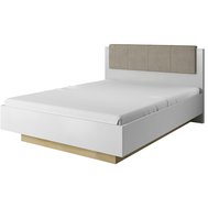 Dvoulůžková postel ARCO 19 s úložným prostorem - bílý lesk/dub grandson  + MATRACE, ROŠT