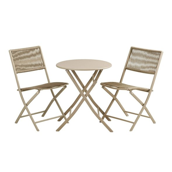 Zahradní bistro set ARCAS – stůl a 2 židle, kovový, taupe