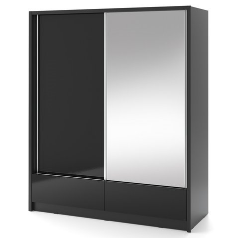 Stylová skříň se zrcadlem 184 cm - černá - 01