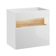 Koupelnová skříňka Bahama white 60 pod umyvadlo - bílá / bílý lesk / dub wotan 01