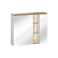 Zrcadlová skříňka Bahama white 80 cm – 2 dvířka + 2 police, bílá / dub wotan 01