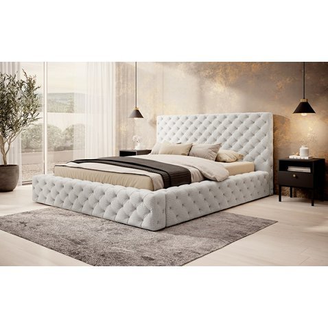 Čalouněná postel Princce - 140 x 200 cm / tkanina Royal 01 - krémová 01