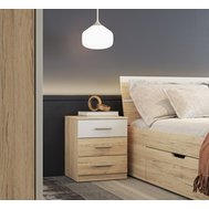 Noční stolek do ložnice Beta – dub San Remo světlý, bílá