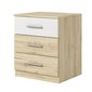 Noční stolek Beta – dub San Remo světlý / bílá, 3 zásuvky