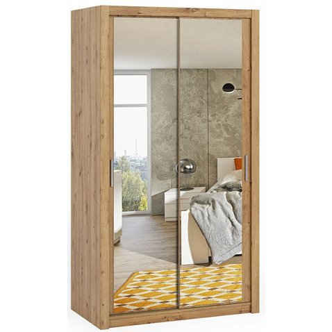 Moderní šatní skříň se zrcadlem Bono 120 cm - dub artisan - 01