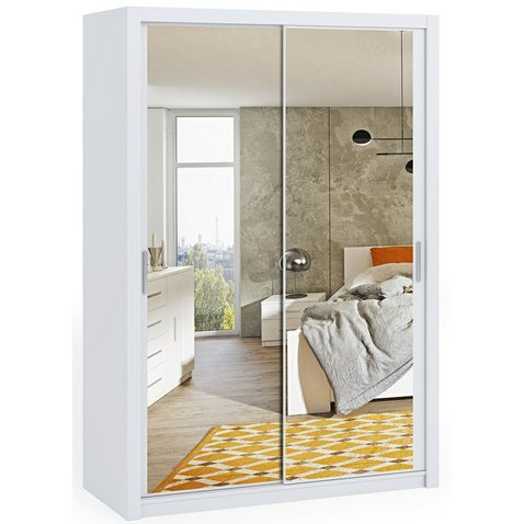 Moderní šatní skříň se zrcadlem Bono 150 cm - bílá - 01