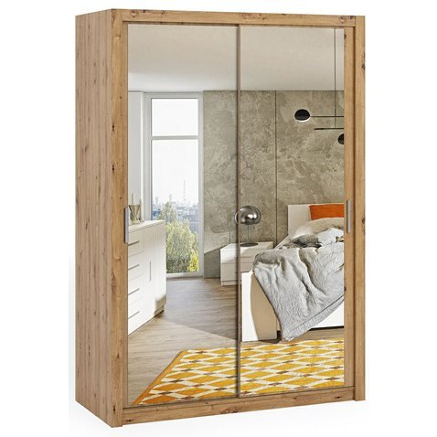 Stylová šatní skříň se zrcadlem Bono 150 cm - dub artisan - 01