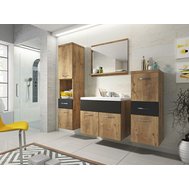 Koupelnová sestava ALBA 6 v kombinaci dřevodekoru a černého matu