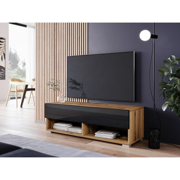 TV stolek Lowboard A100 100 cm dub wotan / černý lesk