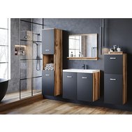 Sestava do koupelny MALO 4 v kombinaci dub wotan a černý mat