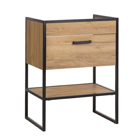 Skříňka pod umyvadlo Brooklyn 60 cm – dub craft zlatý, černá kovová konstrukce 01
