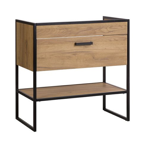 Umyvadlová skříňka Brooklyn 80 – industriální design, dub craft zlatý a kov 01