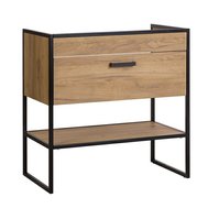 Umyvadlová skříňka Brooklyn 80 – industriální design, dub craft zlatý a kov 01