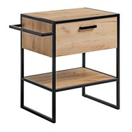 Umyvadlová skříňka Brooklyn – 70 cm, industriální styl, černý kov + dub craft 01