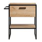 Umyvadlová skříňka Brooklyn – 70 cm, industriální styl, černý kov + dub craft 02