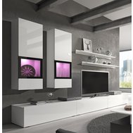 Moderní obývací stěna Baros - bílá / bílý lesk / černá