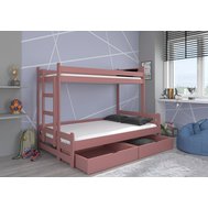 Dvoupatrová postel Benito 80x200 cm - růžová