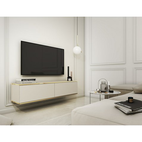 TV stolek Oro 135 cm - béžová/zlatá
