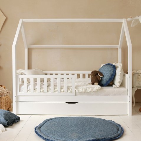 Dětská domečková postel Bianco Plus s úložným prostorem - 80 x 160 cm / bílá 01