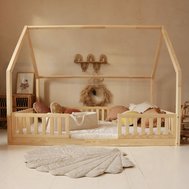 Domečková postel Bianco duo z masivu - 140 x 200 cm / přírodní borovice