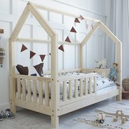 Dětská domečková postel Bianco 80 x 160 cm - přírodní borovice