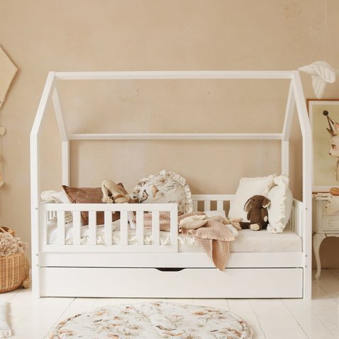 Domečková postel Bianco Plus s přistýlkou - 90 x 190 cm - bílá 01