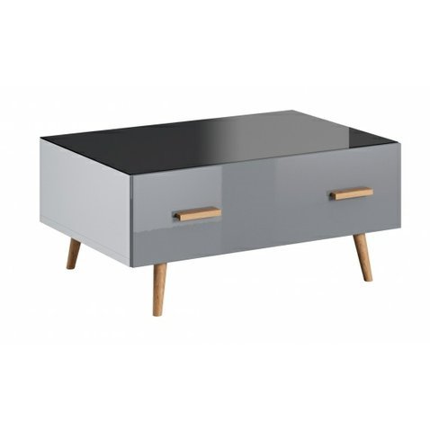 Konferenční stolek Brillo - bílá / šedý lesk / grafit / dub artisan  01