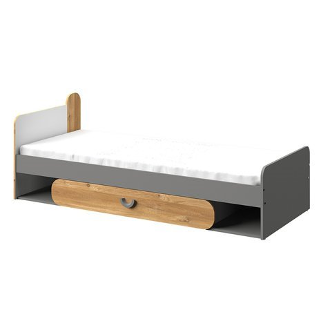 Moderní postel Carini - dub nash/bílá matná/světlý grafit - 01