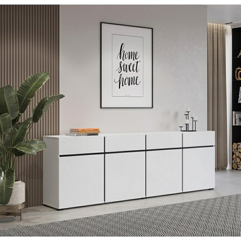 Prostorná komoda Cross 225 cm - bílá / černá 01