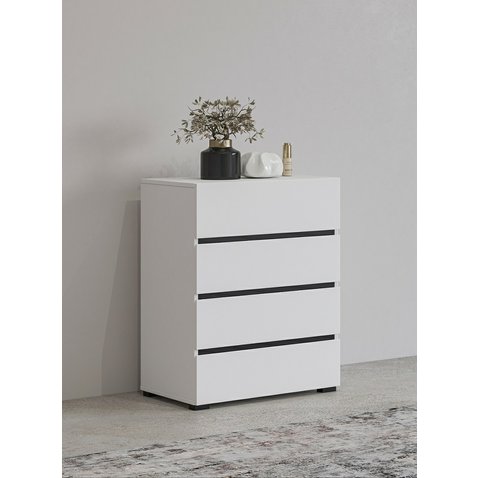 Šuplíková komoda Cross - bílá / černá 01