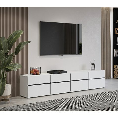Moderní TV stolek Cross 225 cm - bílá / černá 01