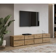 Moderní TV stolek Cross 225 cm - dub wotan / černá