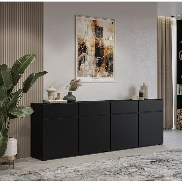 Prostorná komoda Cross 225 cm – černá