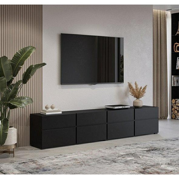 Moderní TV stolek Cross 225 cm – černý design