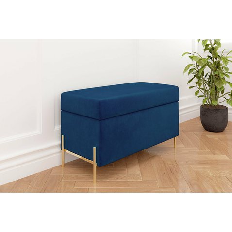 Čalouněná lavice s úložným prostorem Dancan Borgo - tmavě modrá 01