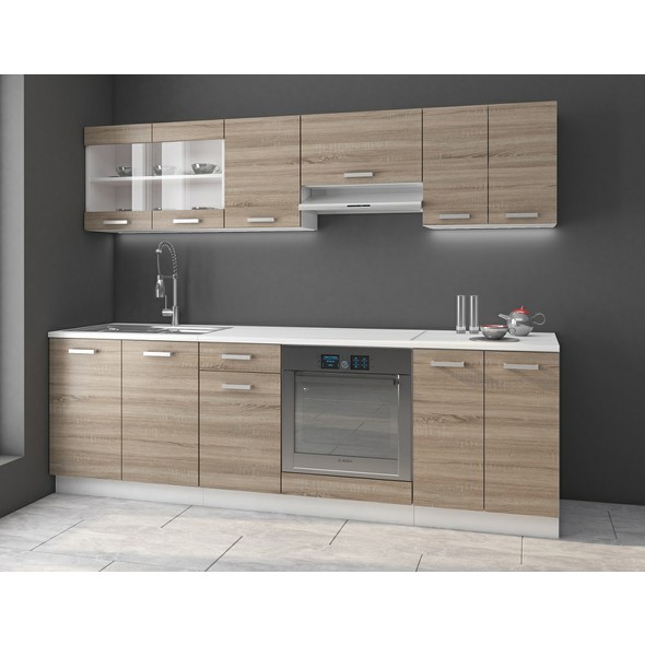 Moderní kuchyň Dave - bílá/dub sonoma lanýž - 01