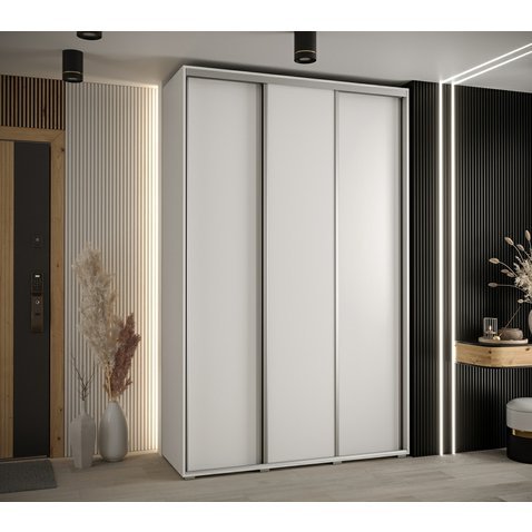 Šatní skříň Davos 1 s posuvnými dveřmi - 150 cm - bílá - hloubka 45 cm - 01