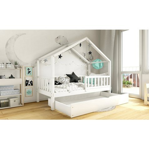 Dětská postel domeček Domi bis s úložným prostorem - 70 x 140 / bílá 01