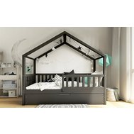 Domečková postel Domi bis s úložným prostorem - 80 x 160 / grafit