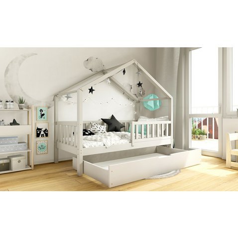 Dětská postel domeček Domi bis s úložným prostorem - 70 x 140 / světle šedá 01