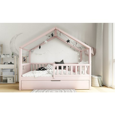 Domečková postel Domi bis s úložným prostorem - 80 x 160 / růžová 01